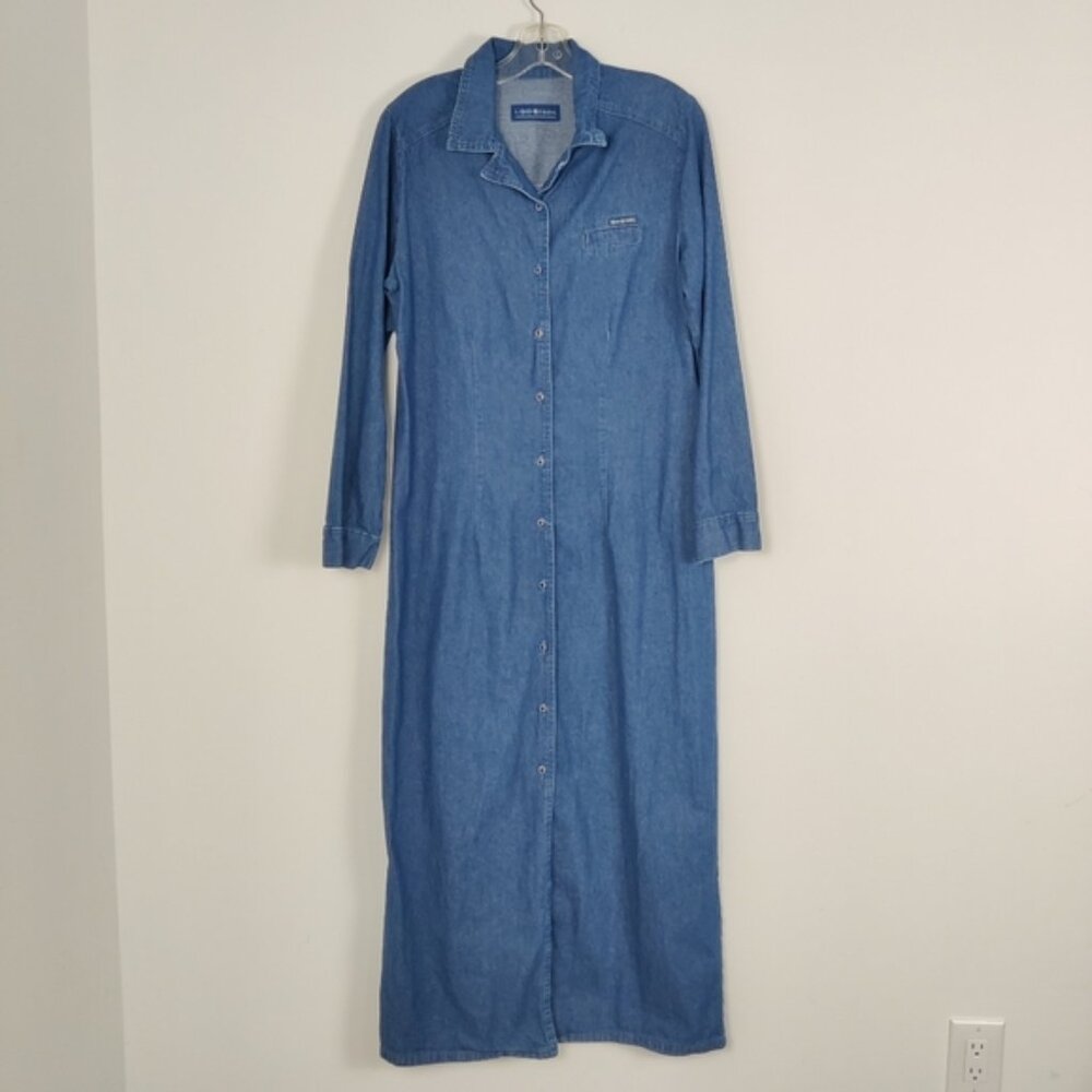 Simon Chang Denim Dress Size 10, Long Sleeve, 100% Cotton